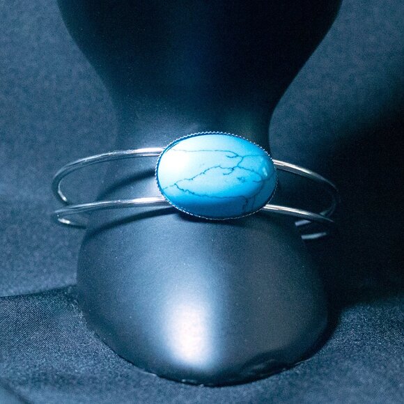 Genuine Turquoise Open Cuff Bracelet JBTGT1 - Picture 2 of 3